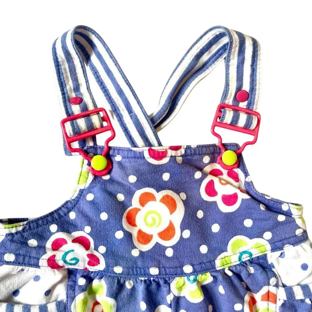 Vintage Gymboree Rainbow Tag Newborn Baby Girls Floral Polka Dot Romper Overalls